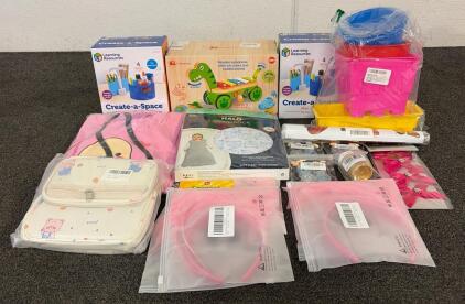 BRAND NEW PRODUCTS!! Including (1) Wooden Xylophone Toy, (1) Halo SleepSack, (1) Kids Bicycle Basket, And So Much More!!