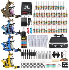 Complete Tattoo Kit Including 4 Guns, Power Supply & Pedal, Ink, Needles & More