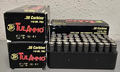 (3) Boxes TulAmmo .30 Carbine Ammunition- 50rds Per Box
