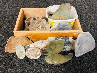 Bulk Lot of Natural Polished Pre-Formed Stones/ Slabs and Cabochons Of Different Specimen