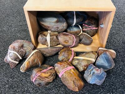 Bulk Lot of Natural Polished Pre-Formed Stone Slabs- Halved Argentine Agates