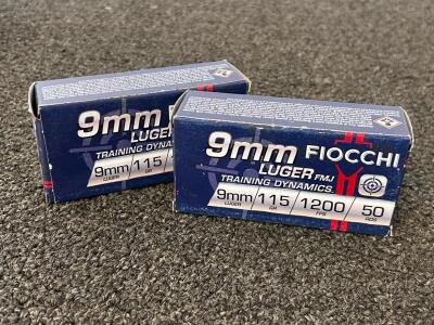(100) Rnds Of Fiocchi 9mm 115 Gr. FMJ