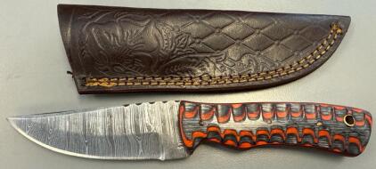Handmade Damascus Steel Knife W/ Sheath