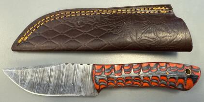 Handmade Damascus Steel Knife W/ Sheath