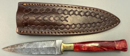Handmade Damascus Steel Hunting Knife W/ Sheath