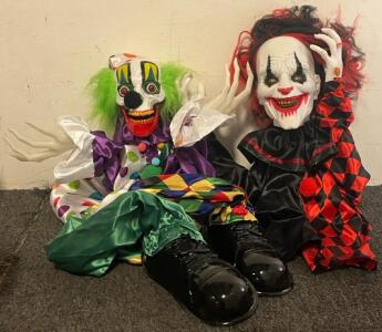 (2) Halloween Creepy Clown Animatronic Yard Decorations