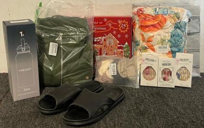 32 Oz Insulated Water Bottle, Women&rsquo;s Jacket (L), Women&rsquo;s Slides, Fall Throw Blanket & More