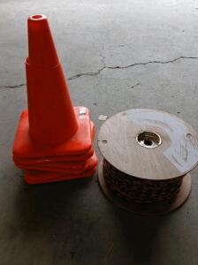(6) 18" Orange Safety Cones (1) Roll Of 3/8" Utility Rope