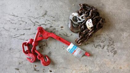 (1) 7' 1/2" Chain W/ Hooks (1) 3/8-5/18" Chain Binder