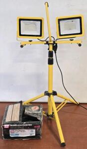 Adjustable LED Jobsite Light: 38"-71"H & Box of 15&ordm; Wire-Weld Coil Collated Siding/Fencing Nails