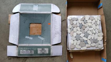 (7) Santorini Sunset Impression s Natural Stone Pebble Mosaic Wall Tile -12"x12"