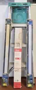 Aluminum 4' Ladder, (2) Slim Line Fluorescent Light Fixtures & Cordless Vinyl Mini Blind