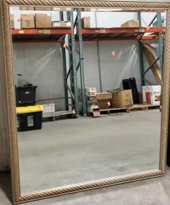Square Wall Mirror, 48x48 in, Antique Gold Finish, Wall-Mounted