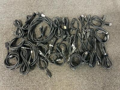 Bulk Lot of AC Power Cords &ndash; Mixed Computer & Electronics Cables (Various Lengths)