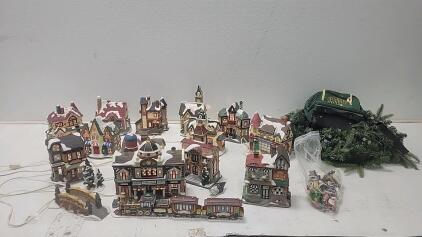 Christmas Village Set with Train, Electric Lights, Approx. 15 Buildings