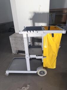 Rubbermaid Janitorial Cart, 9T72 Model, 3 Shelves, Gray/Yellow