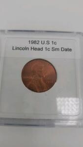 1982 US 1c Lincoln Head 1C Sm Date
