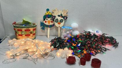 Multi-Colored & White Holiday String Lights with Craft Supplies