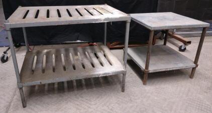 (1) 3'x 2'2"x 29" Metal Workshop Table & (1) 2'x 2'x 2' Metal Workshop Table
