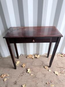 Traditional Wooden Console Table, Dark Brown, Single Drawer