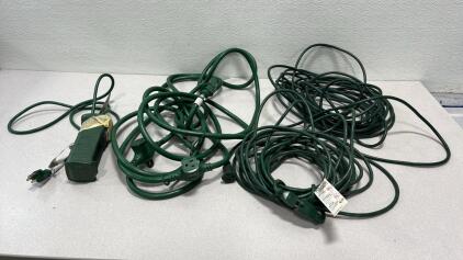 Green Power Strip with 3 Outlets & Extension Cords, Type B Plug