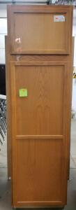 Oak Veneer Tall Kitchen Cabinet, 2 Doors, Floor Standing