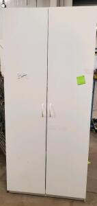 White Storage Cabinet, 72"x30"x15", Double Doors