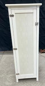 White Wooden Cabinet with Hinged Door and 3 Shelves