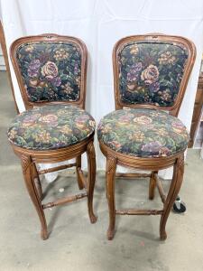 (2) Floral Upholstered Rotating Chairs