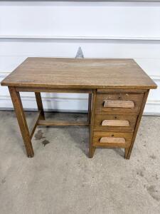 Simple Wooden Desk with 3 Drawers, Light Brown Finish