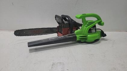 (1) Homelite 250 Chainsaw (1) Portland Corded 3 in 1 Blower, Vacuum, & Mulcher