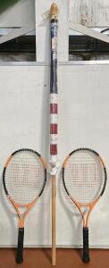 (2) Wilson Titanium-3 Tennis Rackets & New American Flag on Pole - 60"L