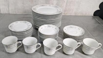 (45) Assorted Pieces Of Diane Pattern Fine Porcelain China.