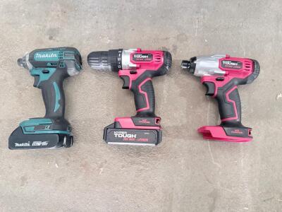 Hyper Tough & Makita Cordless Drill/Impact Driver Set, 20V/18V, Lithium Batteries