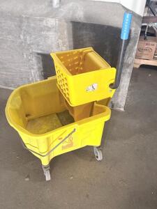 Commercial Yellow Mop Bucket with Side-Press Wringer, 35 Quart Capacity