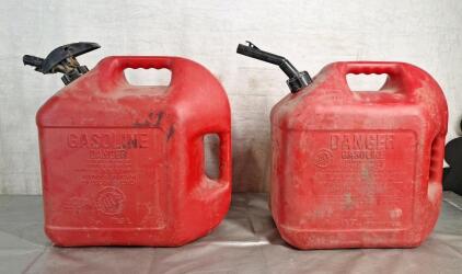 (2) 5-Gallon Plastic Gas Cans W/ Spouts