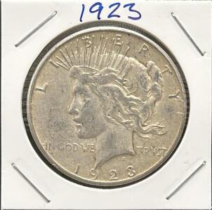 1923 Peace Silver Dollar Coin, 90% Silver, Philadelphia Mint