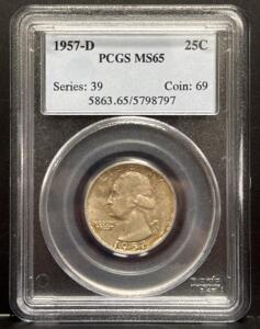 1957-D Washington Quarter, PCGS MS65, 25C, Serial 5863.65/5798797