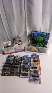 (2) Boxs Of Assorted Lego Pieces & (18) Hot Wheels Cars