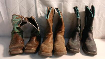 (3) Vintage Womens Size 7.5 and 8 Justin Cowboy Boots