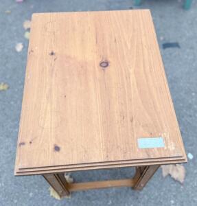 Wooden Side Table, Natural Finish, Approx. 24" Height