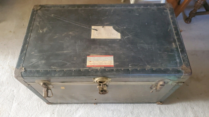 Vintage Metal Trunk 33.25"x19"x21"