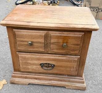 Traditional Wooden Nightstand with 2 Drawers, Natural Wood Finish