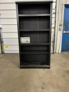 Black Wooden Bookshelf, 5 Shelves, 72" H x 36" W x 12" D