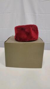Red Fur Hat, Patrice Empress, Made in Western Germany