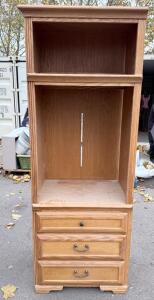 Light Brown Wooden Cabinet with 2 Shelves and 2 Drawers
