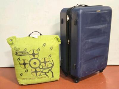 Full Size American Tourister Hard Suitcase & Buck Commander Field Point Archery Target