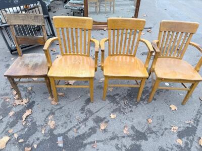 Set of Four Wooden Chairs, Traditional Style, Natural Tones