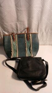 Wrangler Denim Tote Bag & Black Leather Crossbody Bag, Denim/Leather, Zipper/Magnetic Snap Closures