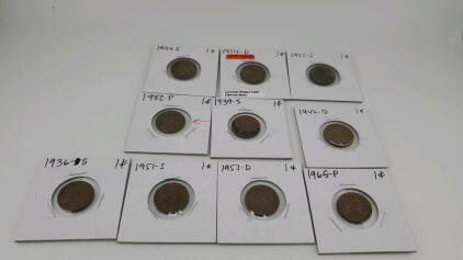 (10) Assorted Penny's 1934- 1982